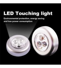 Built-in 3 LED Portable Mini Round LED Bright Lights Touching Night Lamp Light 